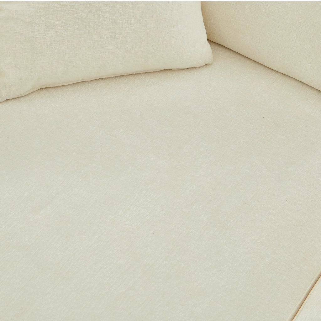 Divano letto pieghevole 2 in 1 in tessuto beige con porte USB e USB-C tasche laterali e vano contenitore