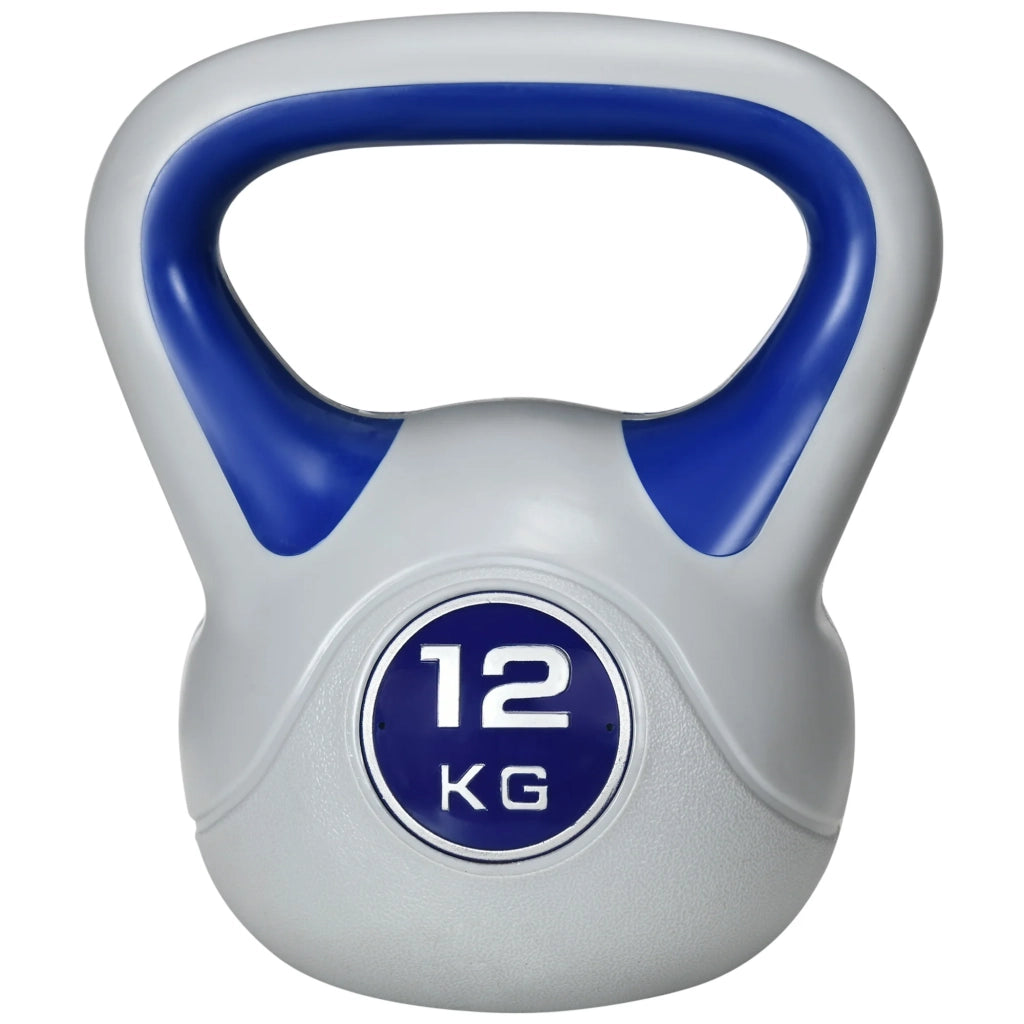Kettlebell da culturismo 24 x 17 x 28 cm impugnatura ergonomica base piatta anti-ribaltamento design moderno in PU blu 21_0006808