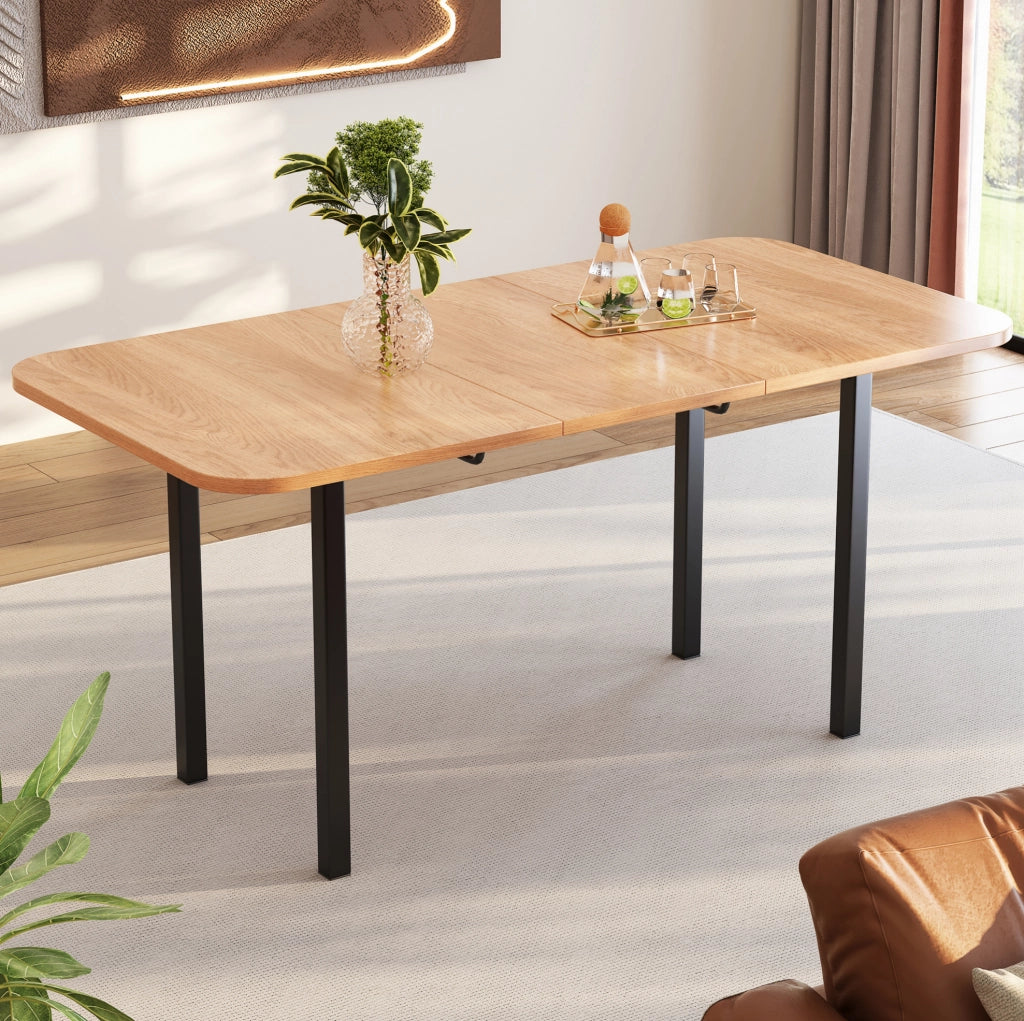 Tavolo da pranzo allungabile 120-160 cm in MDF naturale per 4-6 persone