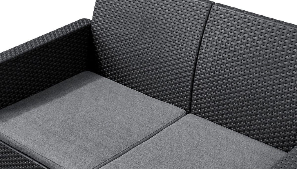 Salottino da Esterno Emma Lounge Set in Resina Effetto Rattan 4 Pezzi