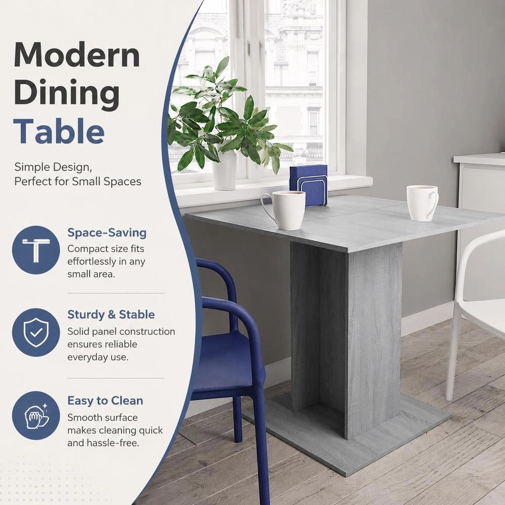 1 Pcs Gray Sonoma Wood Dining Table 80x80x75 Cm Square Modern Minimalist Design Sturdy Durable For Small Apartment Kitchen Living Room 4 Seater Meal Desk Coffee Table Workstation