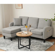 Divano 3 posti modulare con chaise longue reversibile in misto cotone e lino grigio 166 × 118 × 77 cm