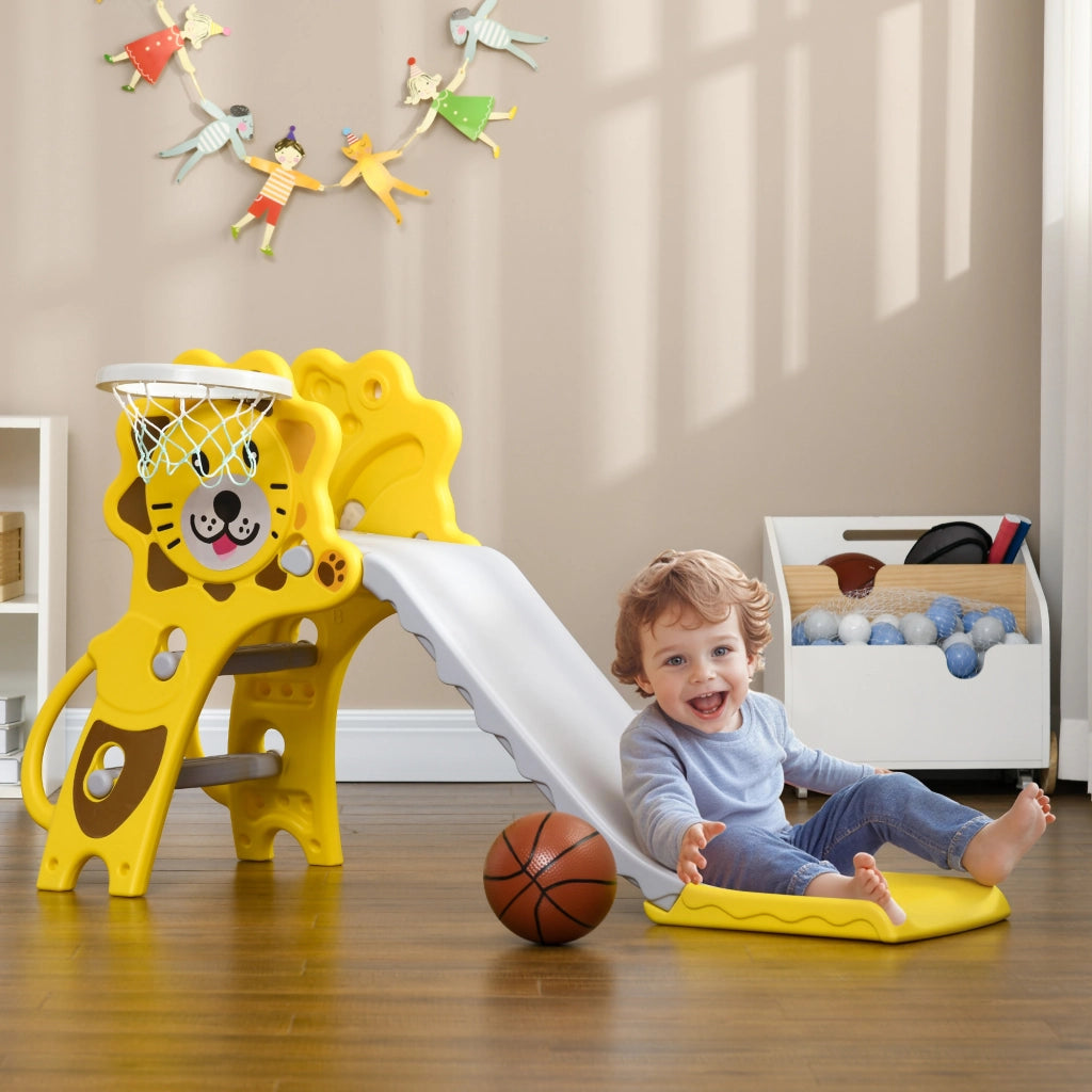 Casetta da gioco con scivolo e canestro ¨C ZephMum ¨C Giallo Grigio