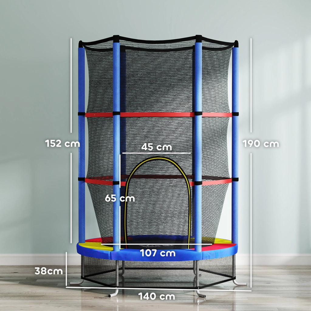 Tappeto Elastico per Bambini con Rete di Sicurezza ¨C Minimal ¨C ?140x190 cm, Multicolore