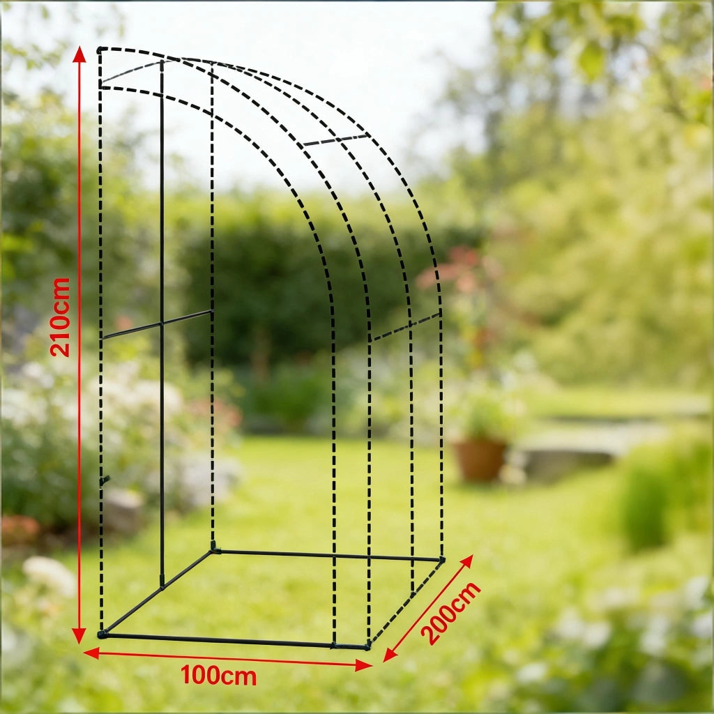 Serra da giardino addossata con 2 porte apribili copertura in PE verde telaio in acciaio 200 × 100 × 210 cm