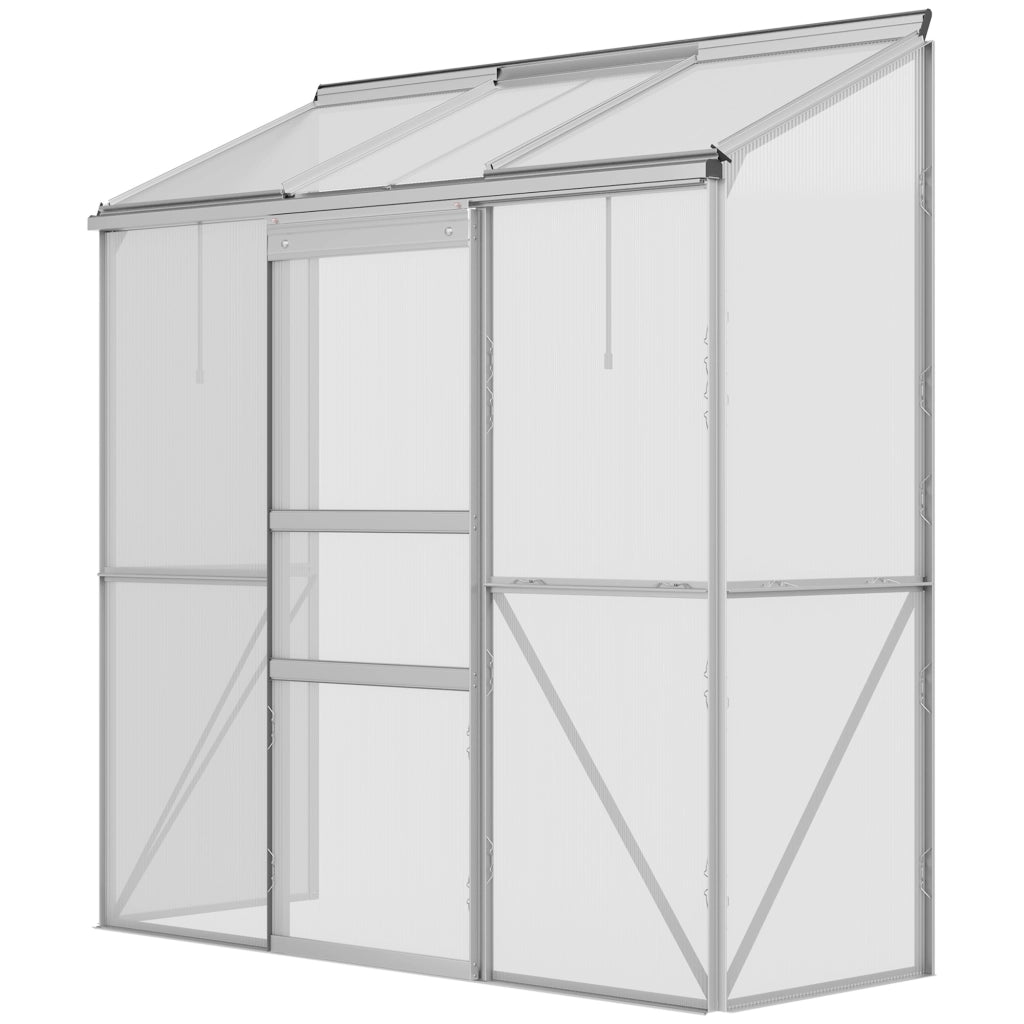 Serra da giardino addossata ¨C Xylo ¨C alluminio e policarbonato argento 192x68x196 cm