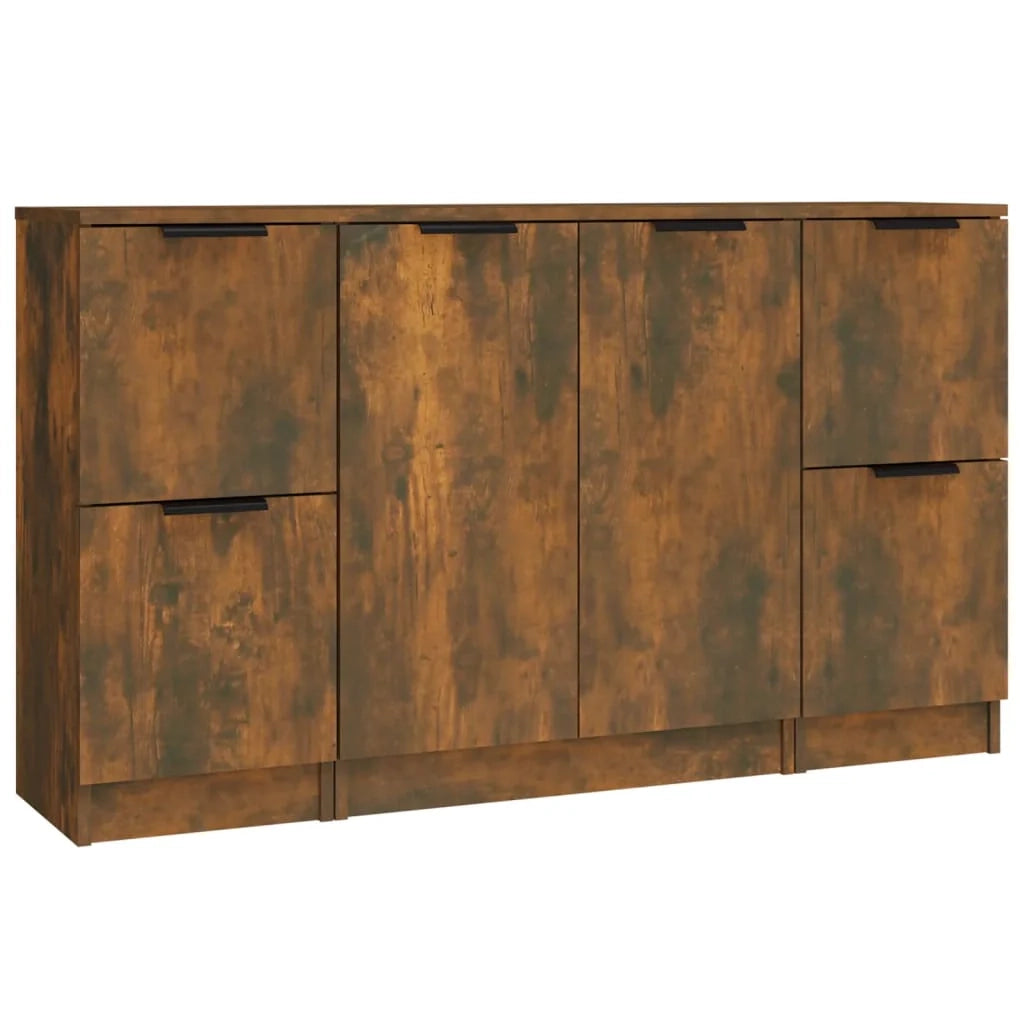 Buffet credenza cassettiera armadio mobile contenitore organizer per cucina soggiorno salotto 3 pezzi legno ingegnerizzato marrone 02_0037056