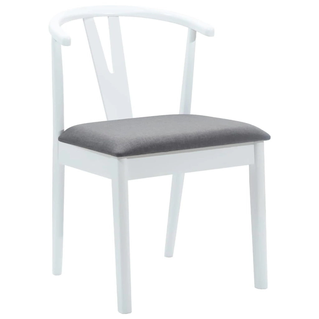 Sedia da pranzo 2 pz | Sedie da cucina Bianco e Grigio Legno di gomma solido