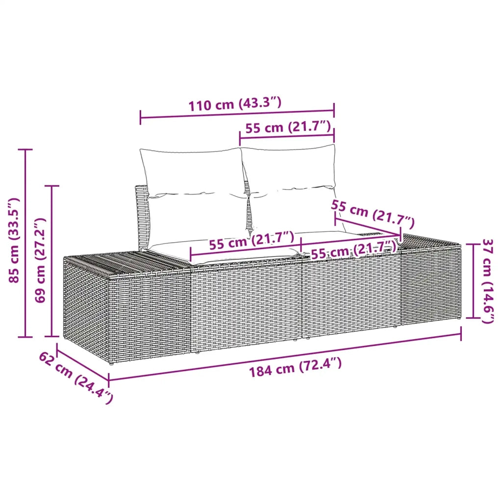 Set di divani 5 pz Nero polyrattan 3346936