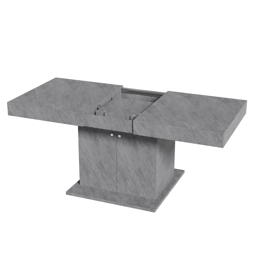 Tavolo da pranzo allungabile con vano contenitore in truciolare e metallo grigio 140/180 × 80 × 76 cm
