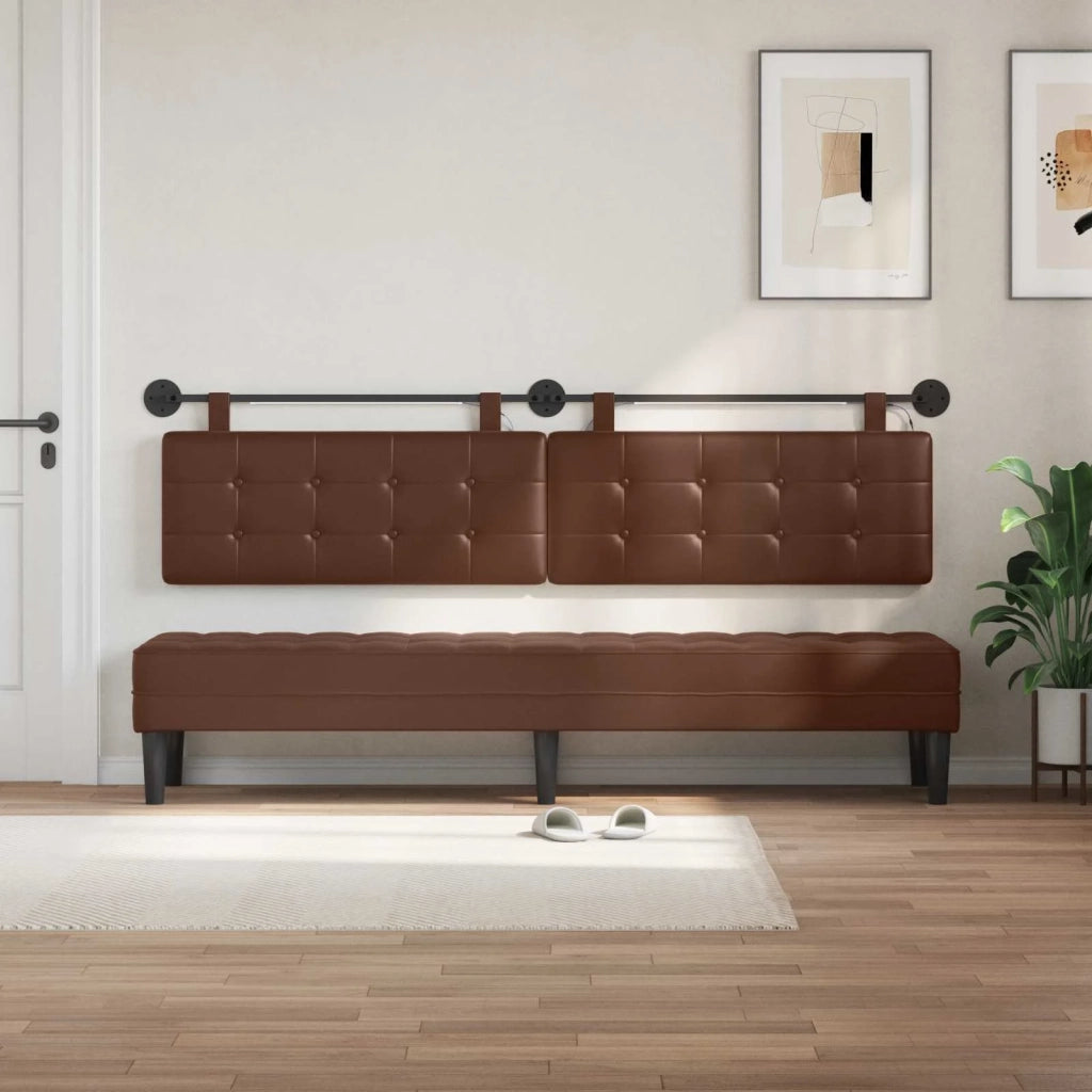 Testiera | Testata sospesa Con luce LED Marrone Similpelle