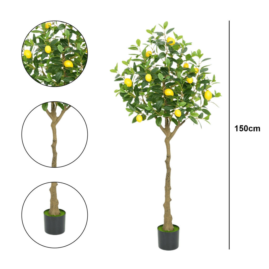 Albero di Limoni Artificiale 150 cm Grande Pianta con Limoni per Interno ed Esterno