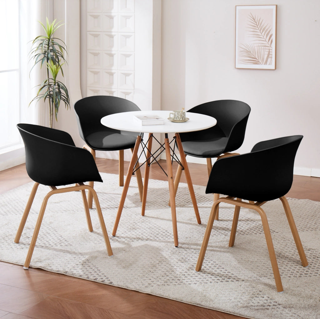 Set Di 4 Sedie Da Cucina Pontrone Sala Da Pranzo Stile Scandinavo Sedia Di Design Moderno Gambe In Metallo Effetto Legno Schienale In Polipropilene Con Cuscino Imbottito Design Moderno Nero