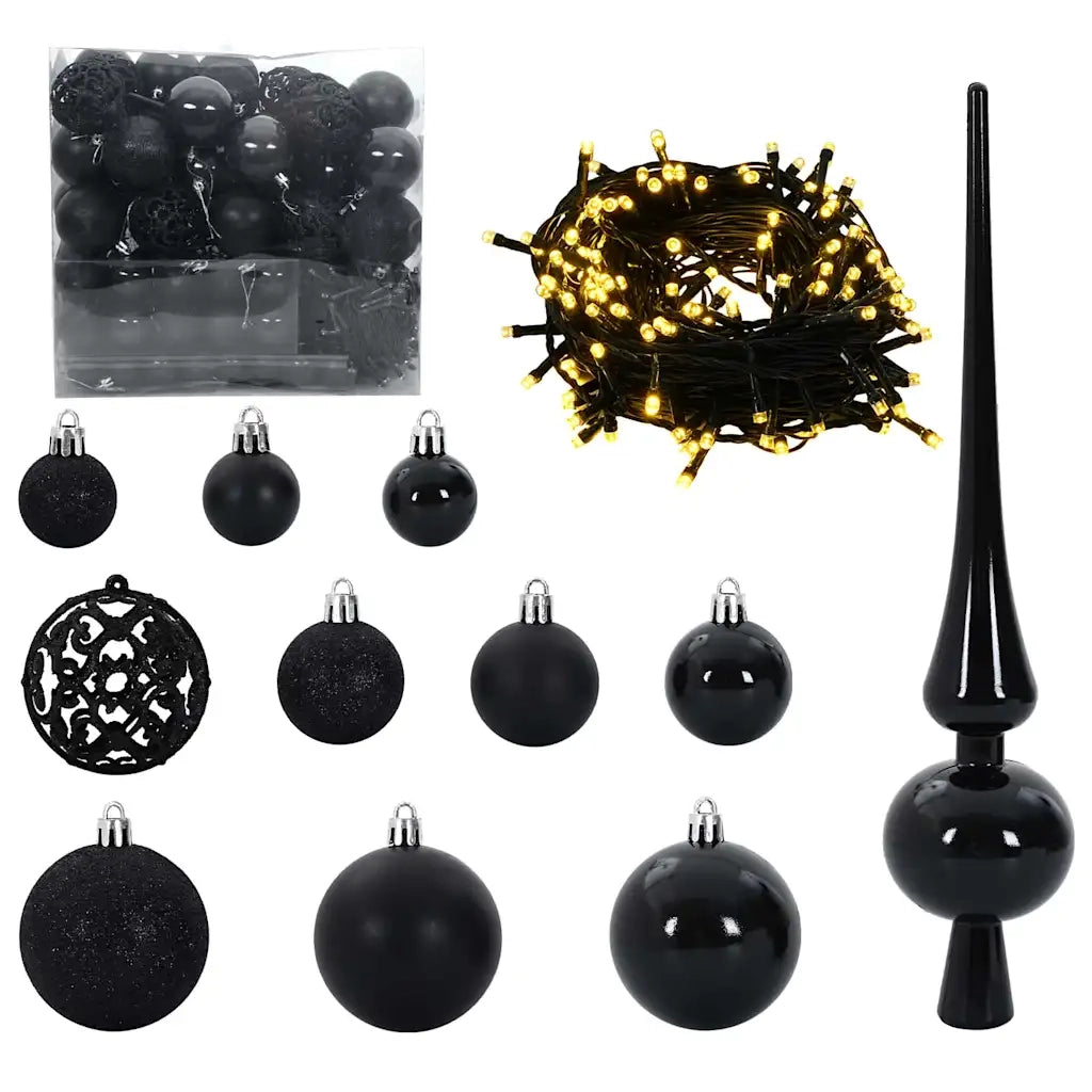 Set di Palle di Natale con 300 LED 120 pz Nero Plastica CFW1820097