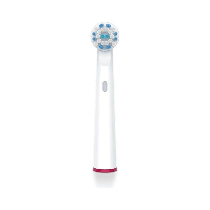 Beurer 10158 Clean - KIT_ 4 testine di ricambio Sensitive per spazzolini oscillanti-rotanti, compatibili con TB 30-TB 50, setole morbide per gengive sensibili, cappucci protettivi, anelli colorati, Bianco