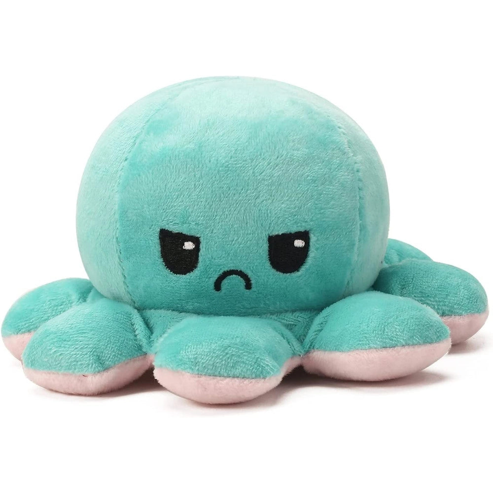 Trade Shop - Peluche Polpo Reversibile Sorridente Giocattolo Polipetto Faccia Triste Felice -