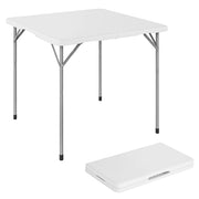 Tavolo Pieghevole da Campeggio Quadrato in HDPE Bianco 86 x 86 x 74 cm, Altezza Regolabile con Maniglia per Giardino ed Esterno