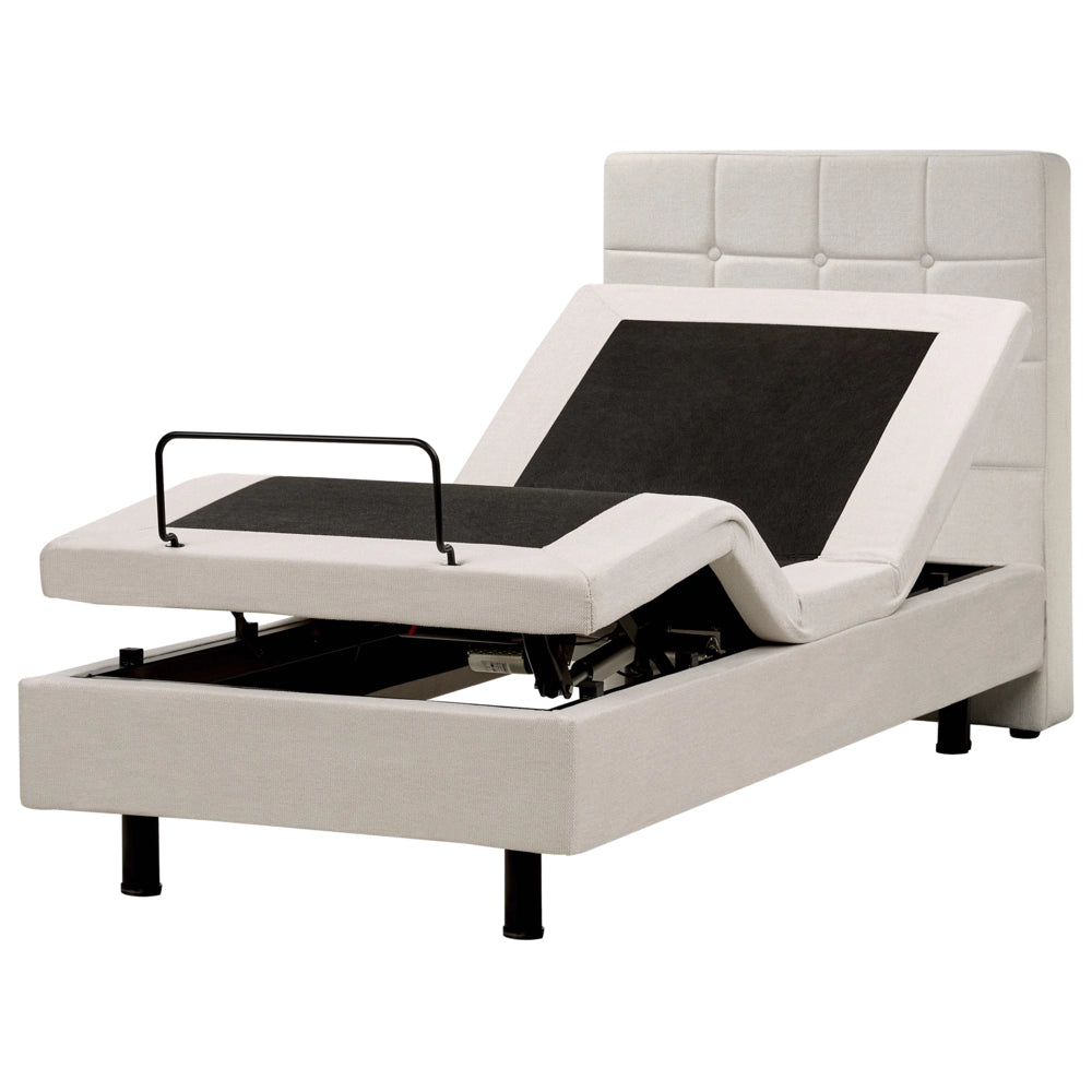 Letto Tessuto Beige Chiaro Elettrico Regolabile con Telecomando 80 x 200 cm