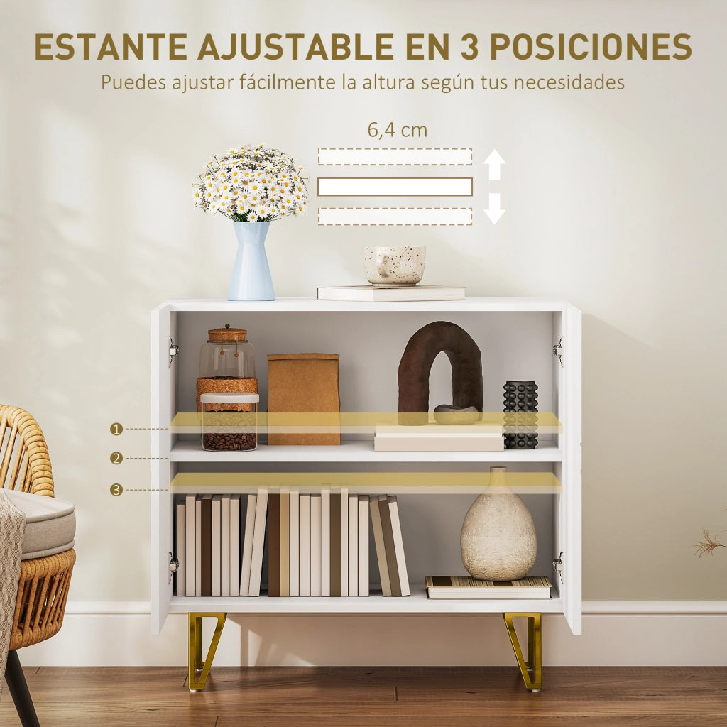 Mobile Ingresso con Ante e Ripiani ¨C Minimal ¨C 80x40x75 Bianco