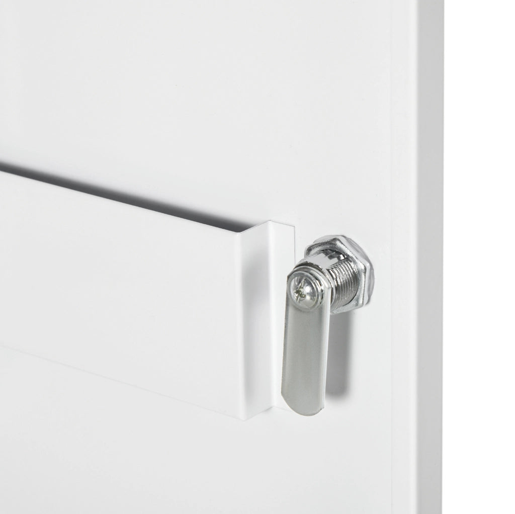 Mobiletto da Parete in Acciaio Bianco con Serratura e 2 Chiavi 40x15x53,5 cm per Bagno e Cucina