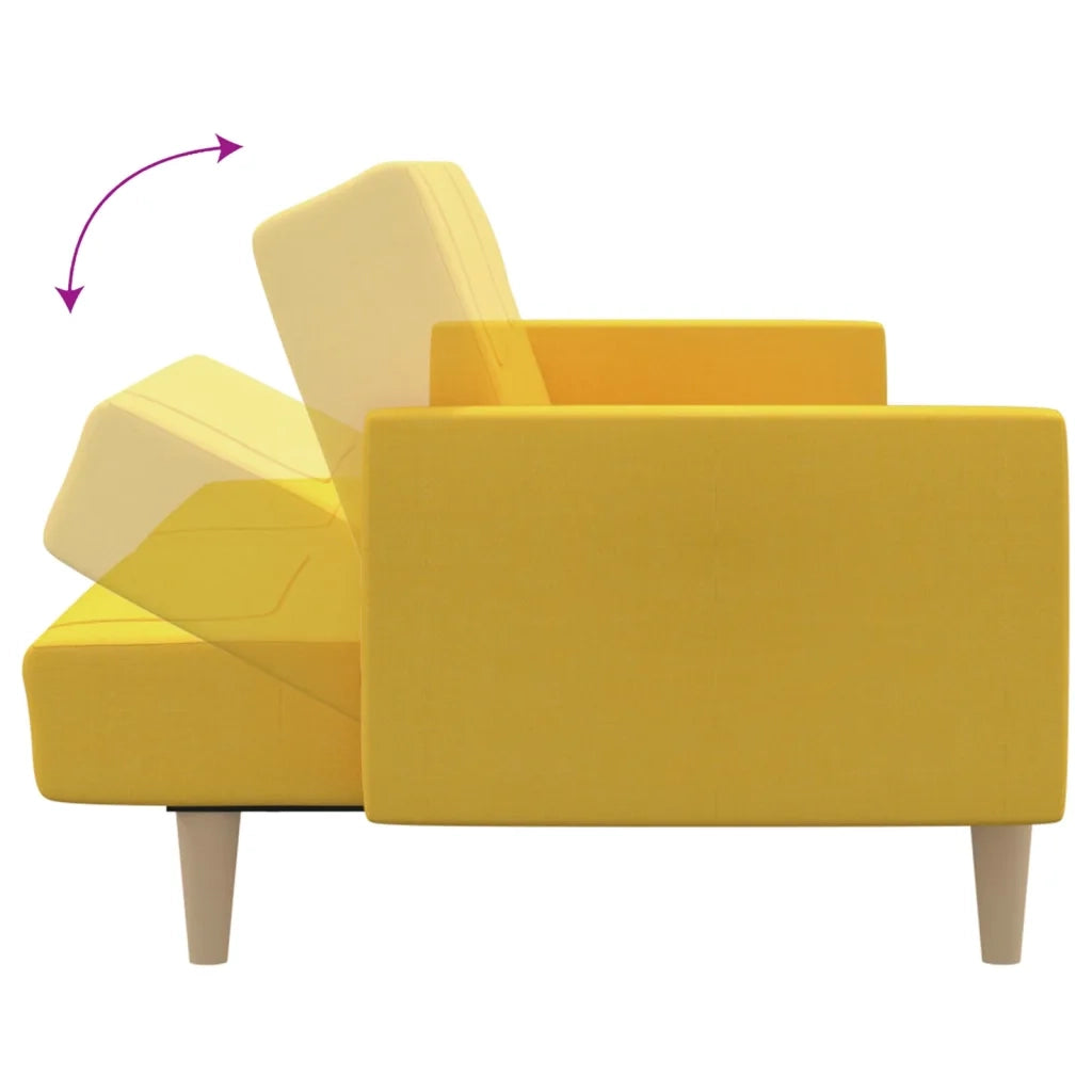 Divano letto | Sof¨¤ letto | Letto singolo a 2 Posti Giallo in Tessuto