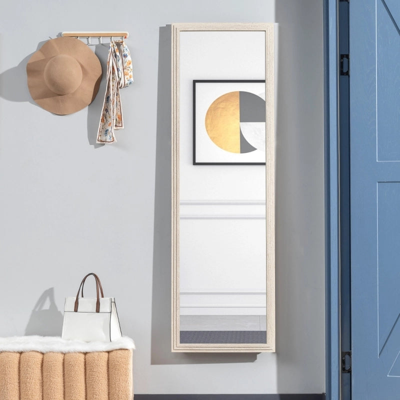 Specchio intero 160 x 50 cm, design rettangolare con cornice, bianco