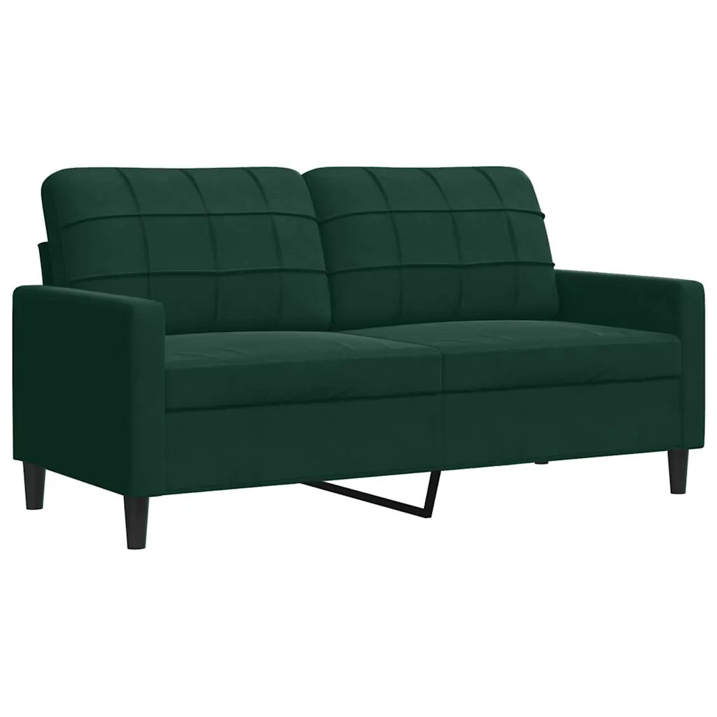 Set di Divani 4 pz con Cuscini e Rinforzi Verde scuro Velluto