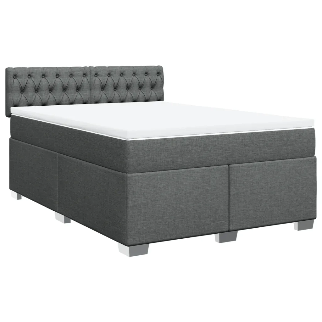 Giroletto a Molle con Materasso Grigio Scuro 160x200 cm Tessuto
