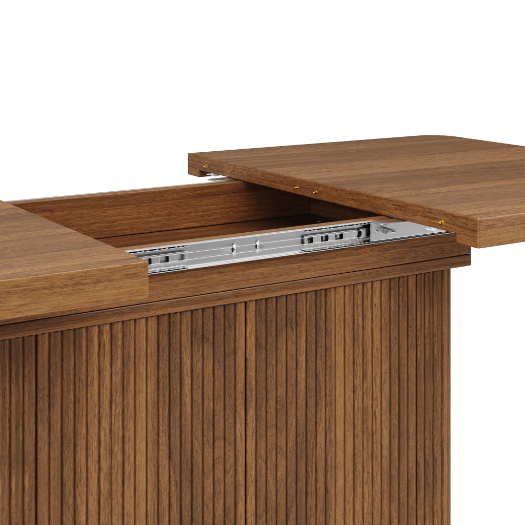 Tavolo da pranzo estensibile da 140 a 180 cm con vano contenitore in MDF e metallo marrone