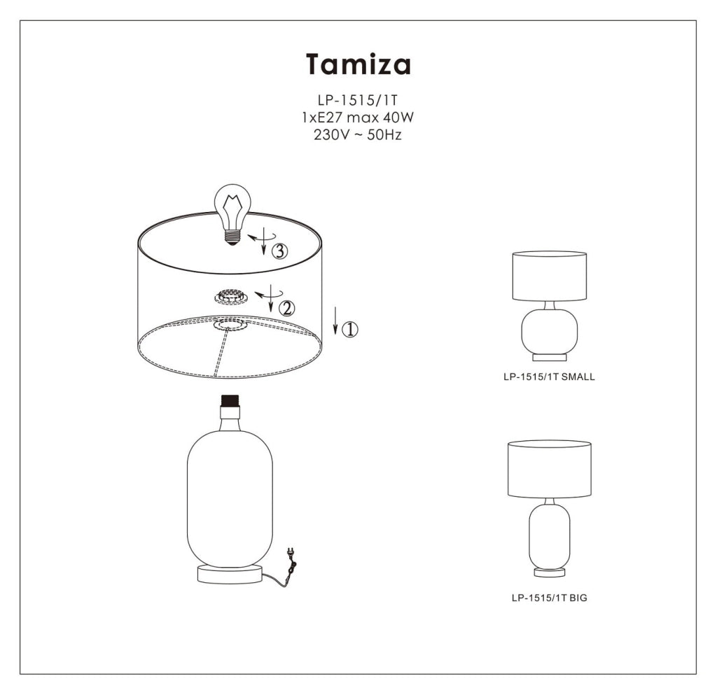 Lampada da tavolo Tamiza piccola nera/oro E27 48cm