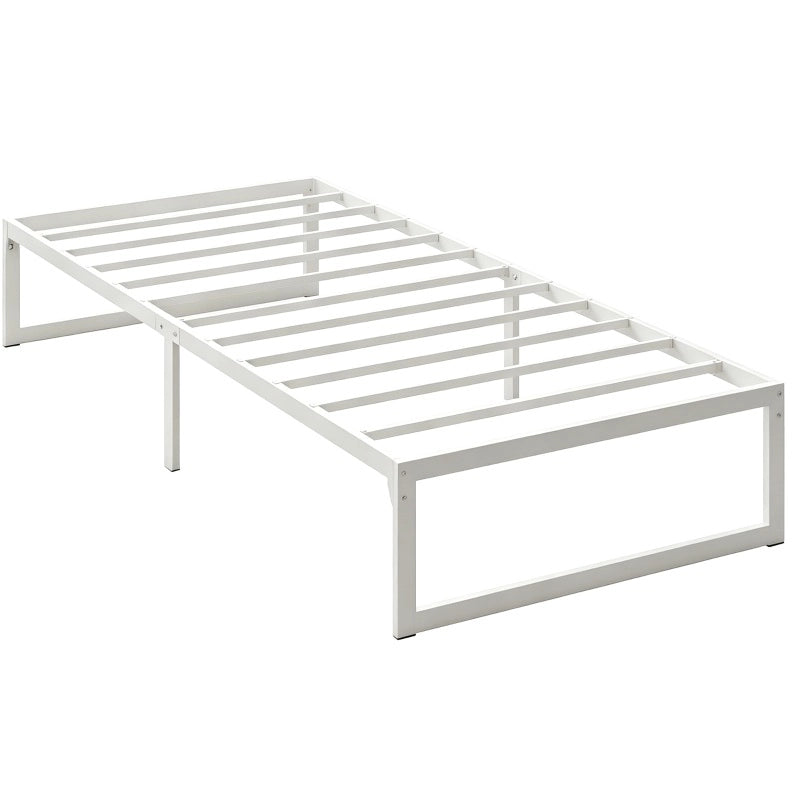 Letto singolo 90x200 cm senza testiera in metallo bianco con spazio sottoletto