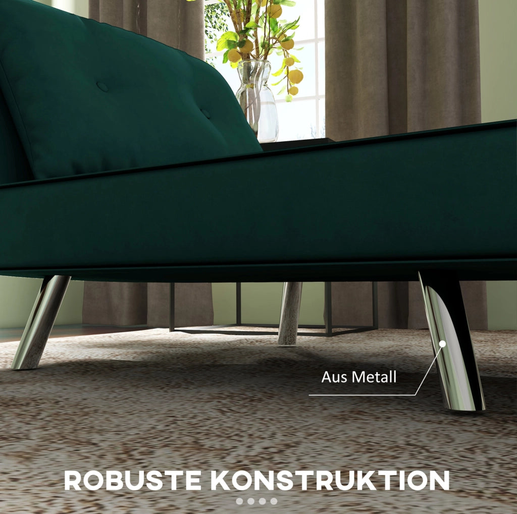 Poltrona letto 3-in-1 in velluto verde scuro