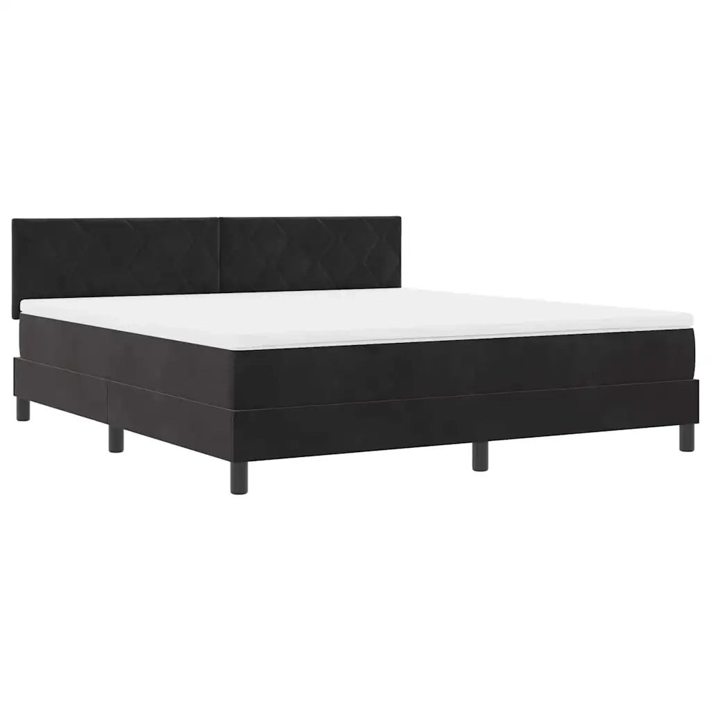Letto a Sorgente LED con materasso Nero 180 x 200 cm Velluto