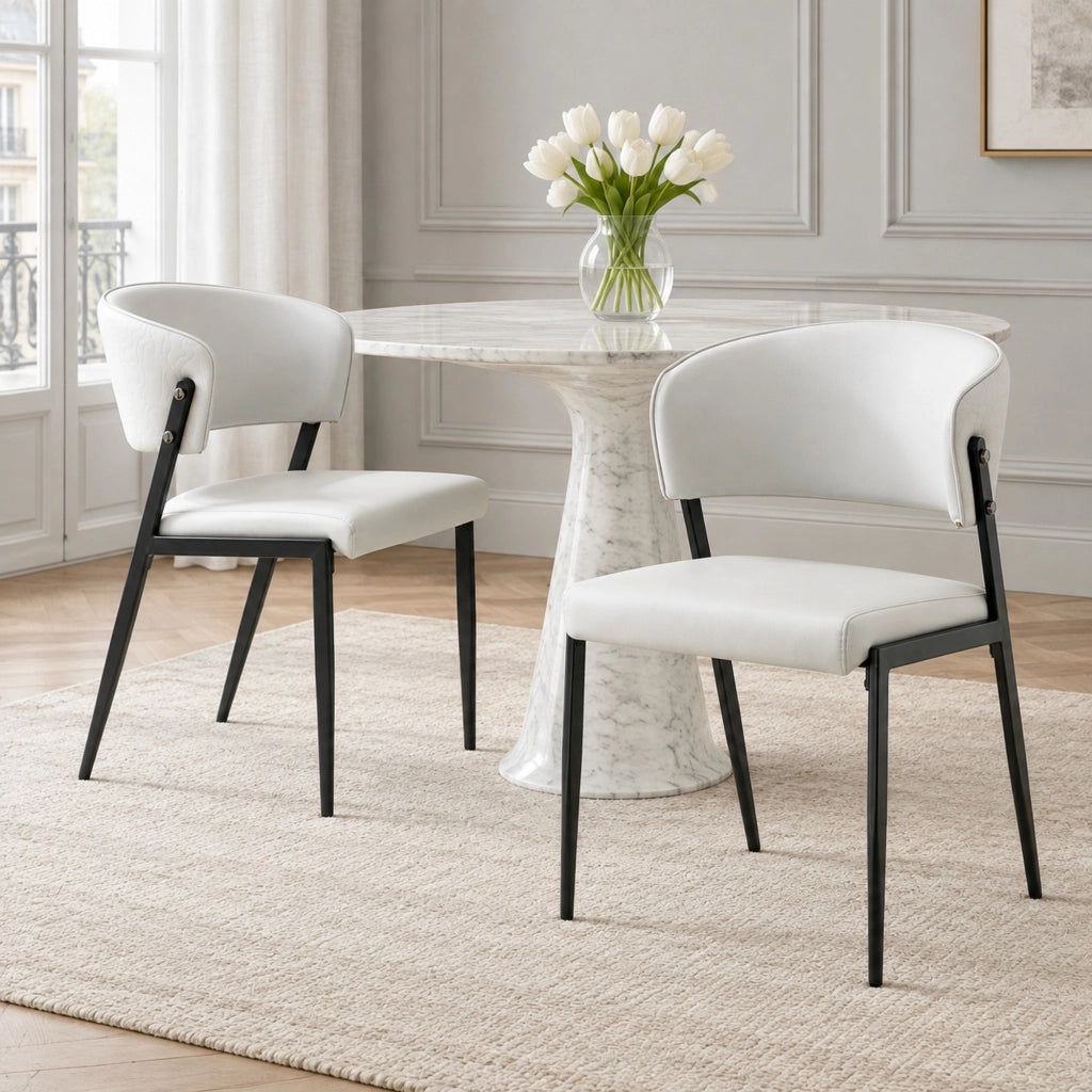 Set 2 sedie da pranzo imbottite in PU grigio chiaro con struttura in metallo HOMVRA