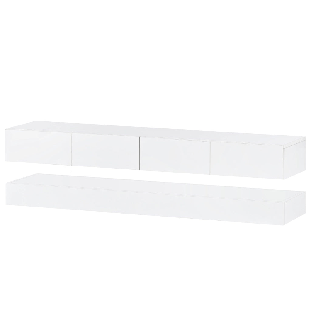 Mobile TV sospeso bianco 130 cm con illuminazione LED