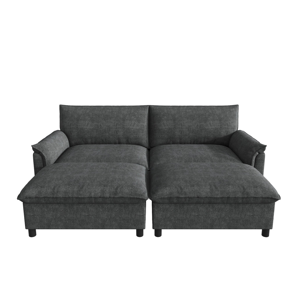 216x77x82 cm Divano modulare Black Cloud a forma di U o ad angolo; seduta profonda; schienale alto; pouf mobili 2