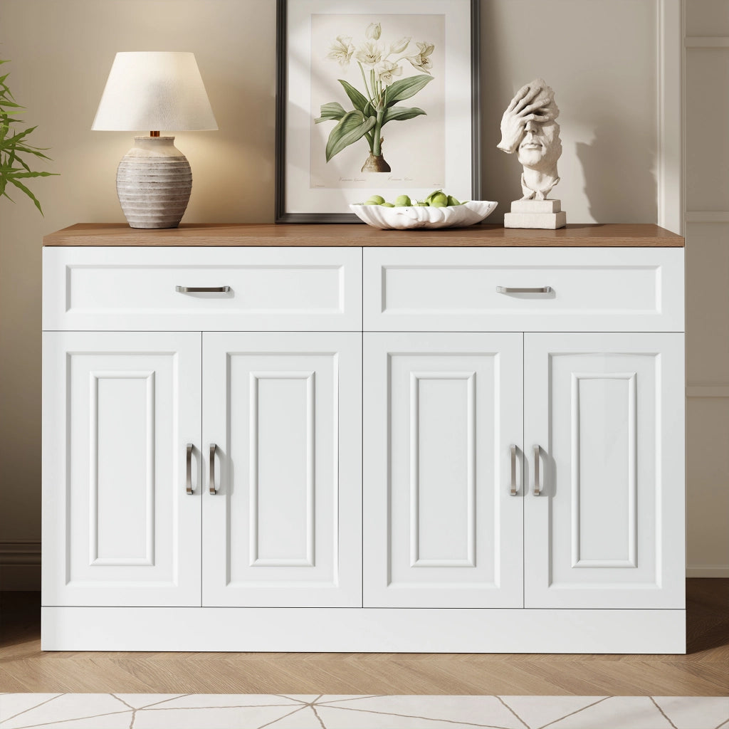 Credenza con quattro ante; due cassetti e ripiani regolabili in pannello truciolare 120 × 35 × 80;5 cm