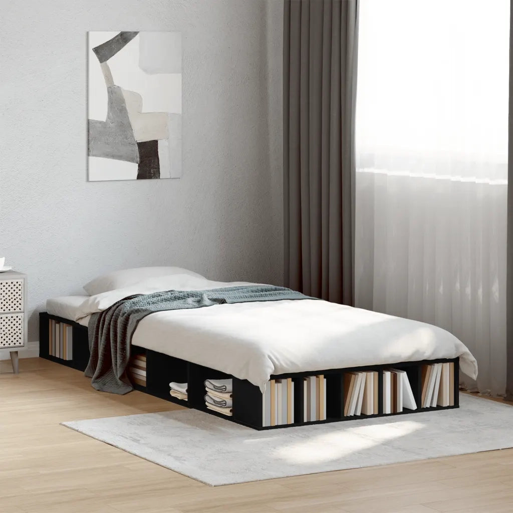 Giroletto-Struttura Letto Nero 100x200 cm in Legno Multistrato 952468