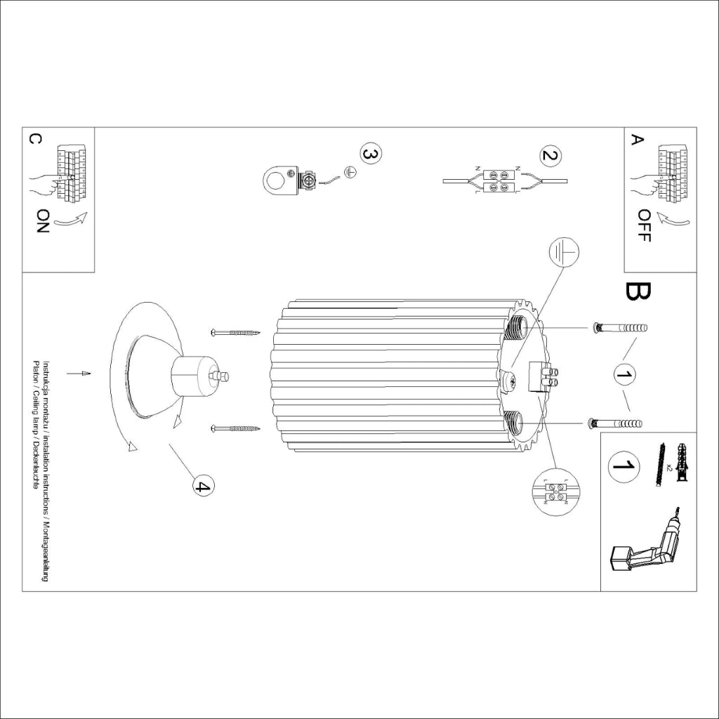Lampada da soffitto KARBON 10 rosso ocra