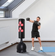 Sacco da boxe autoportante ULEVR 165 cm con base zavorrabile e ventose, nero