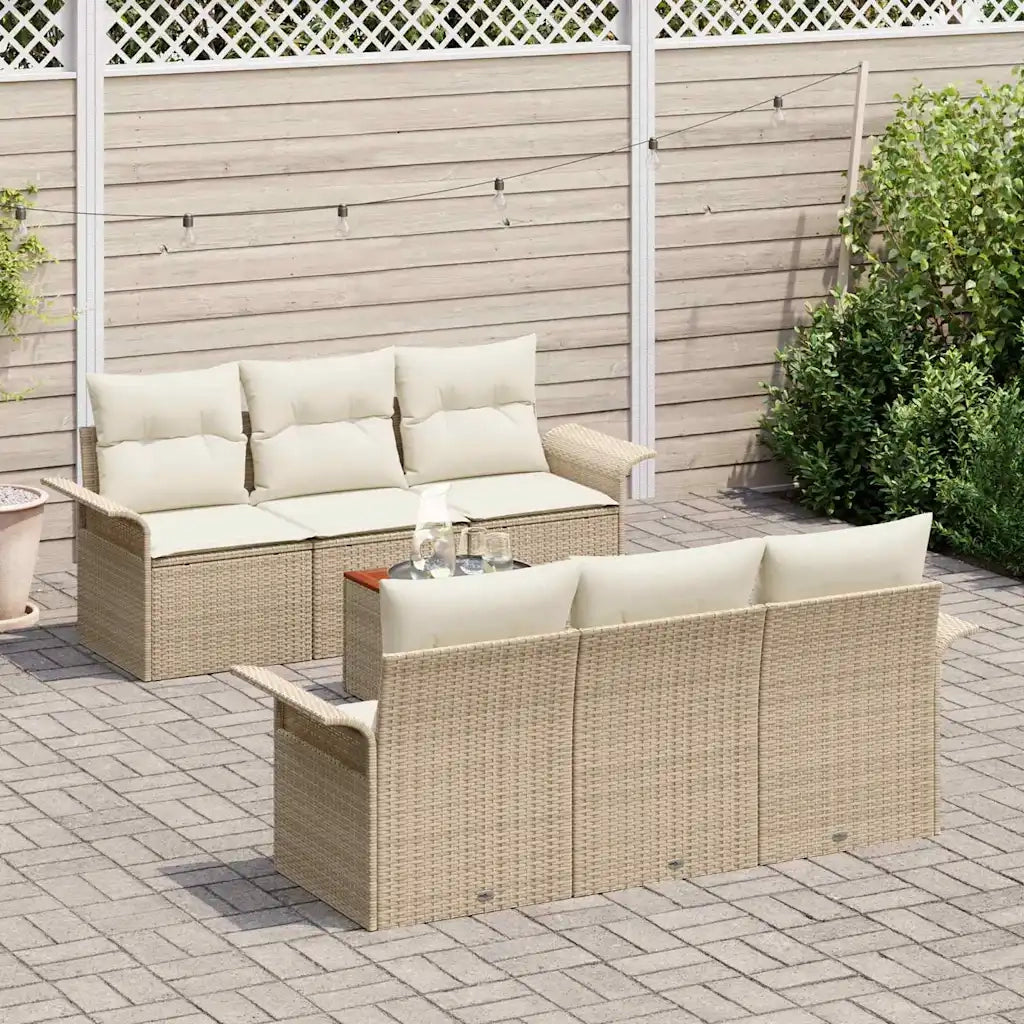Set Divano da Giardino con cuscino 7 pcs Beige polyrattan 3347274