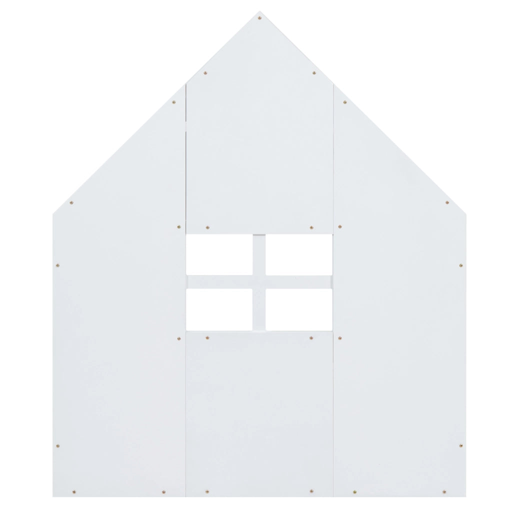 Letto per bambini a forma di casa 90 × 200 cm in pino e MDF bianco con rete a doghe da 7 elementi