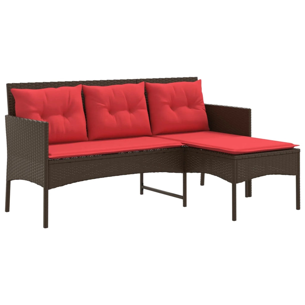 Set Divano da Giardino 2 pcs Marrone e Rosso polyrattan 4103809