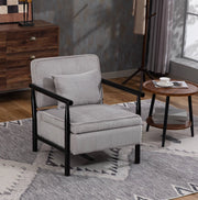 Poltrona 83x66x73 cm grigio chiaro – con cuscino lombare e vano contenitore, velluto