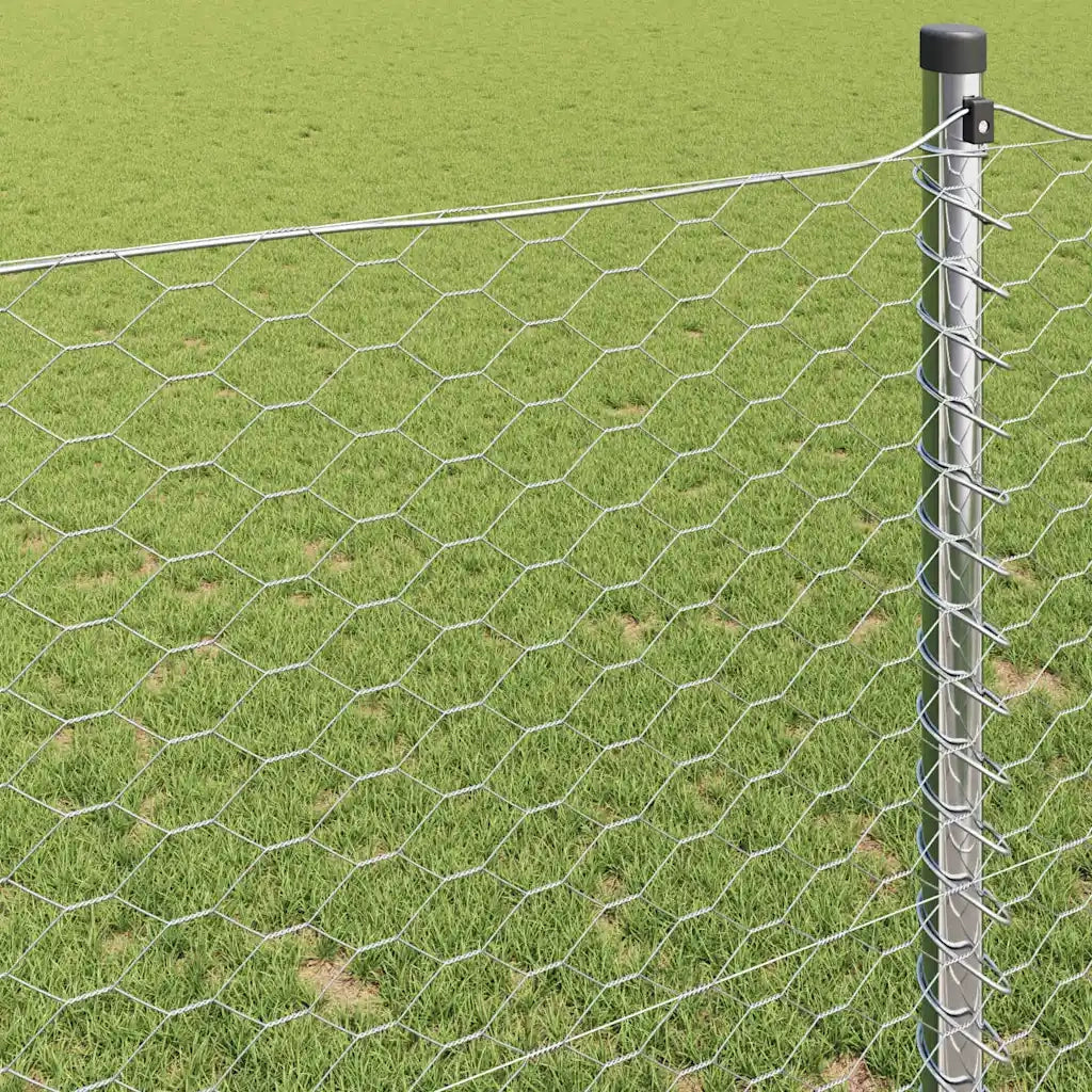 Recinzione da Giardino | Recinzione Esagonale Argento 1,4 x 100 m Acciaio zincato