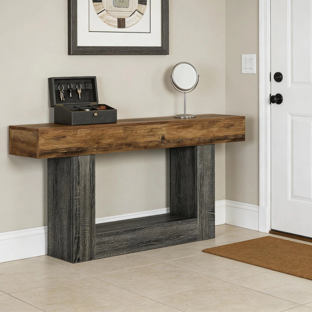 TAVOLO CONSOLLE 160 cm in MDF Grigio e Marrone rustico