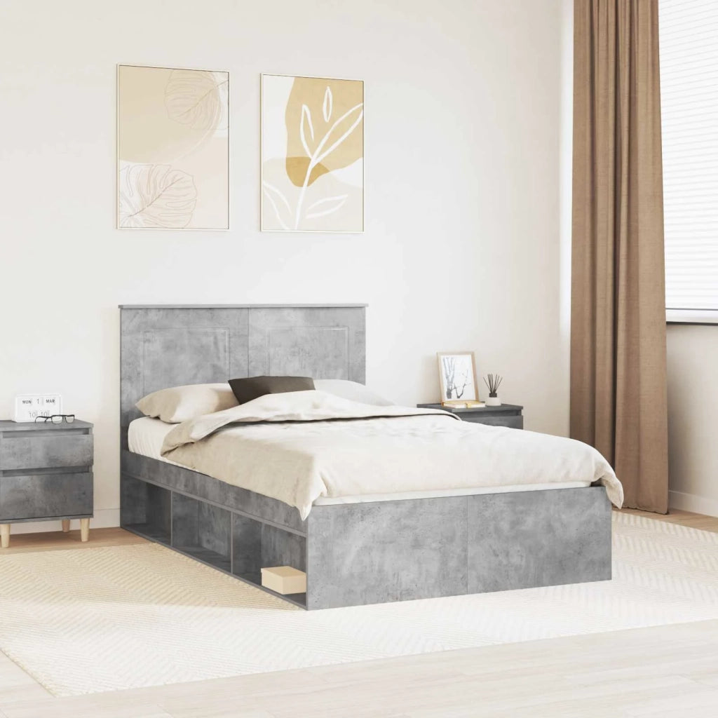 Letto matrimoniale | Letto per adulti | Struttura del letto Calcestruzzo 120 x 200 cm Pino massello