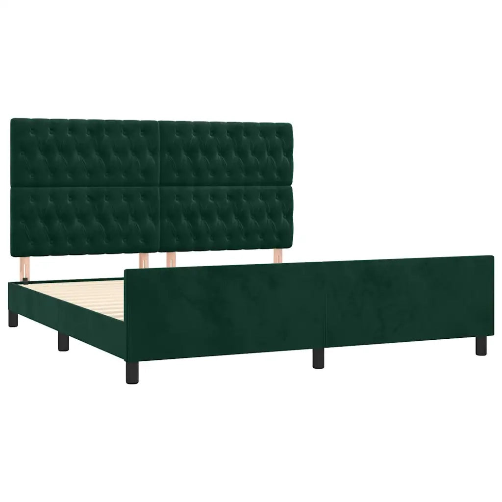 Giroletto con Testiera Verde Scuro 180x200 cm in Velluto 3125955