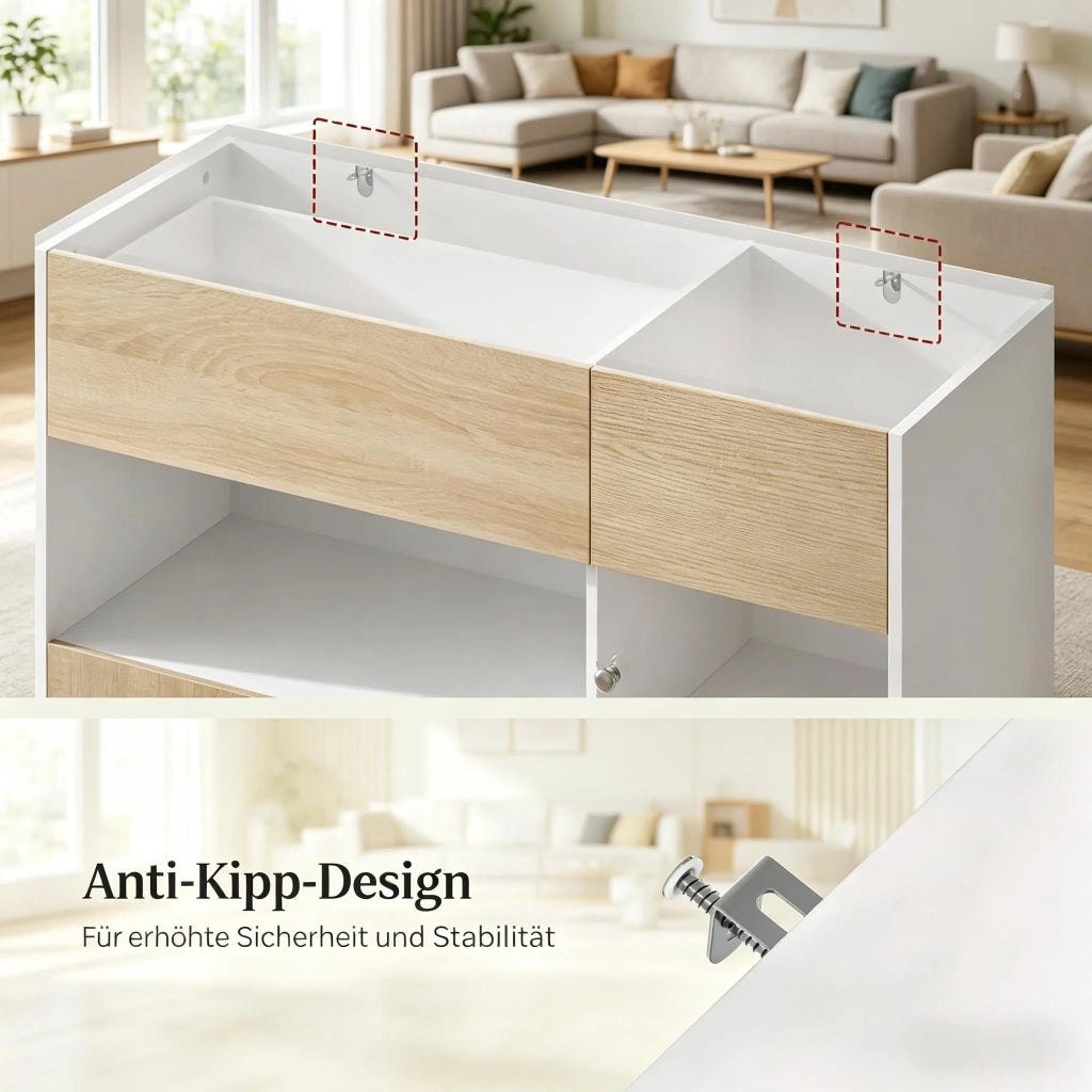 Ampio mobile per ingresso, credenza e armadio portaoggetti, sideboard da cucina