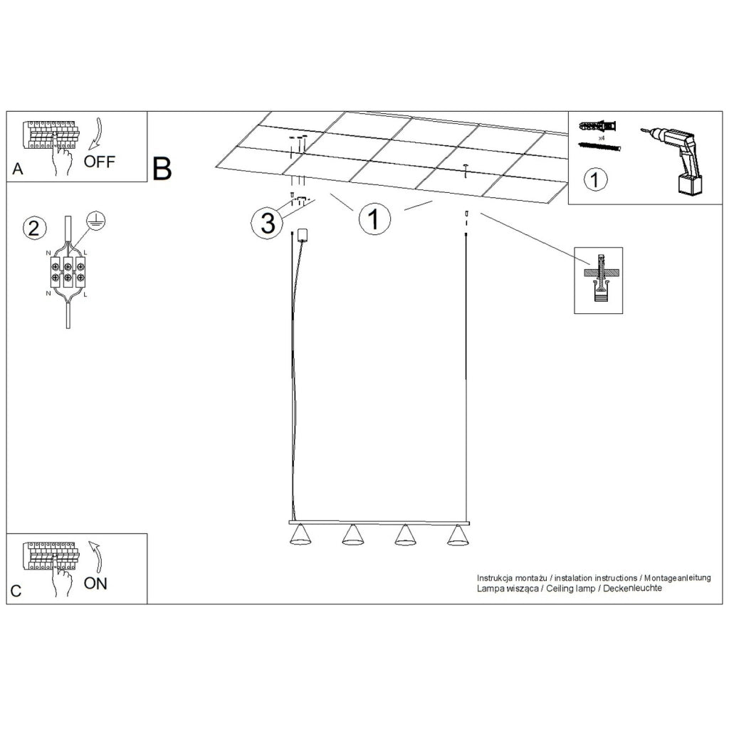 Lampadario NOX 4L bianco